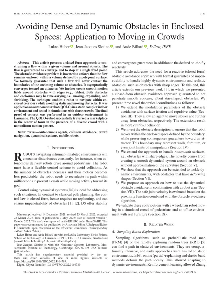 Obstacle Avoidance in Crowded Spaces | PDF | Mathematical Optimization ...