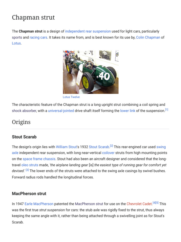 Chapman Strut - Wikipedia | PDF | Automotive Technologies ...