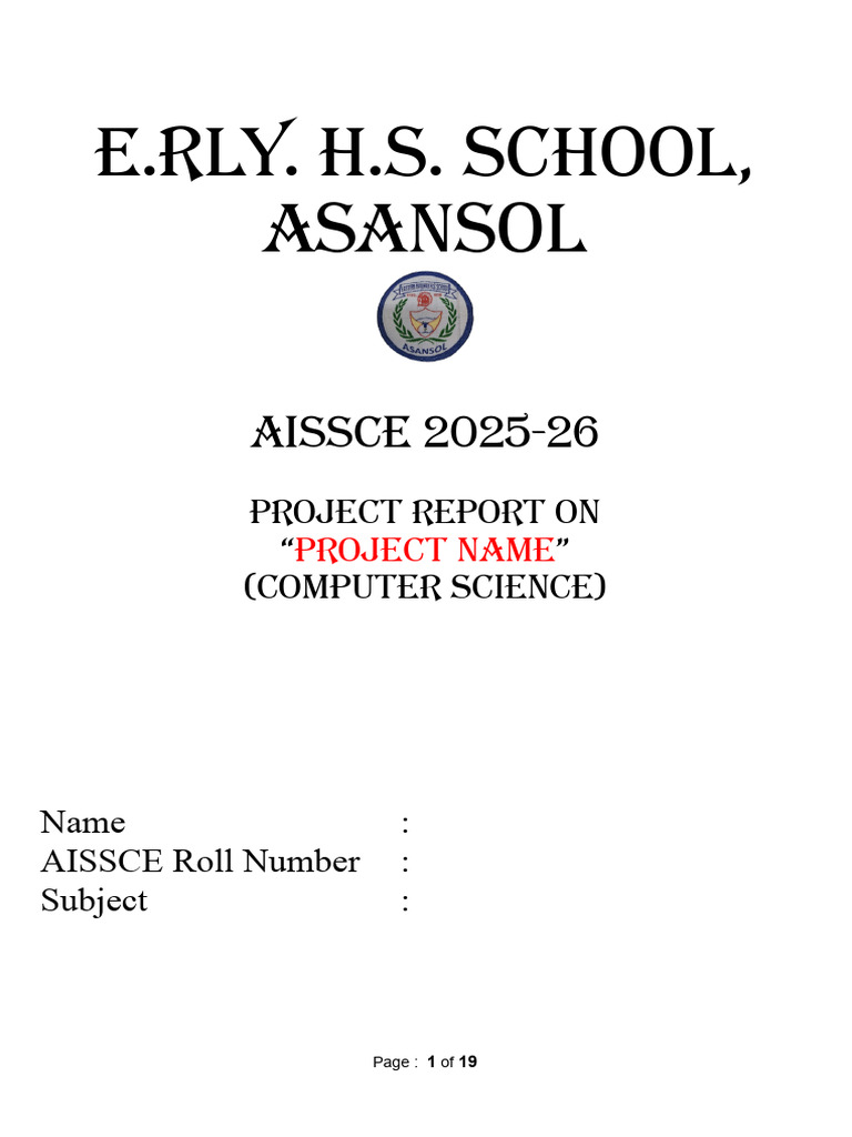 AISSCE 2025-26 Computer Science Project | PDF | Scope (Computer Science ...