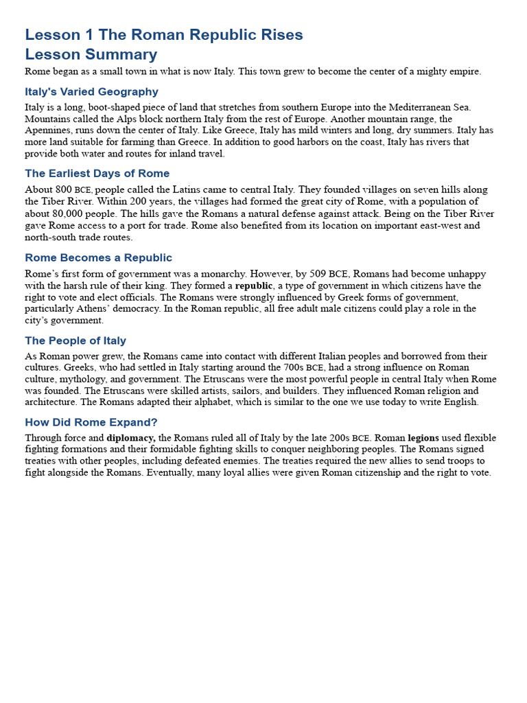 Rise of the Roman Republic Explained | PDF | Ancient Rome | Roman Republic