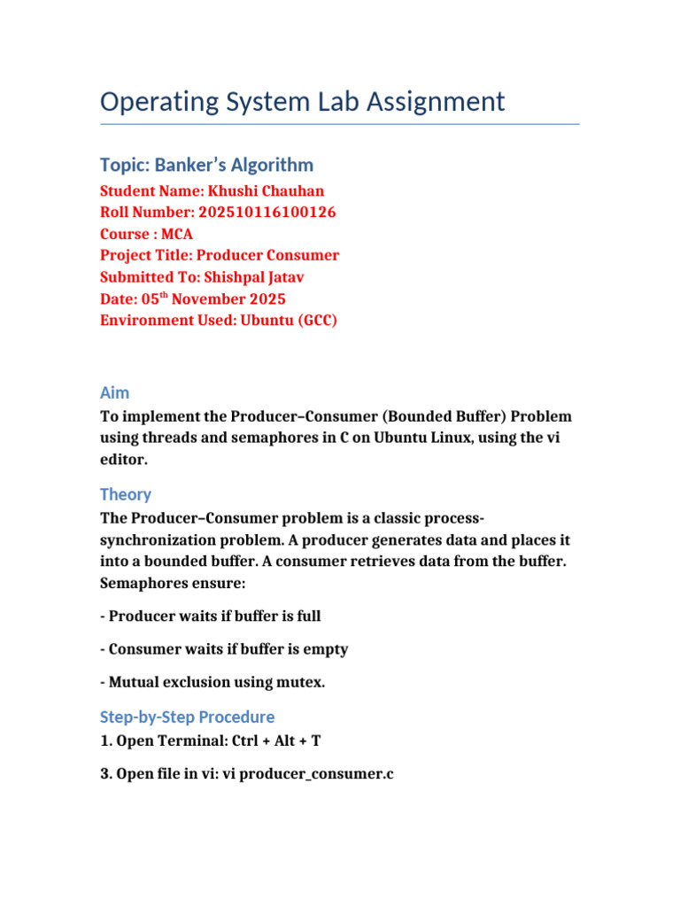 Producer-Consumer Problem in C on Ubuntu | PDF | Computer Science ...