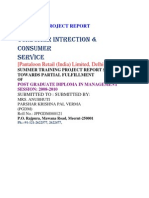 Consumer Intrection & Consumer Service: (Pantaloon Retail (India) Limited, Delhi)