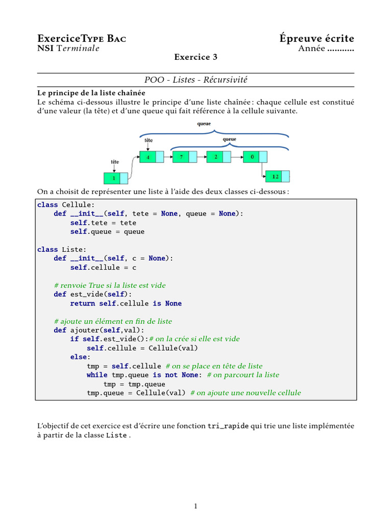 POO : Listes Chaînées et Tri Rapide | PDF | Programmation informatique ...