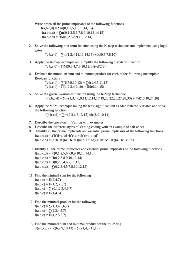 Boolean Function Simplification Techniques | PDF