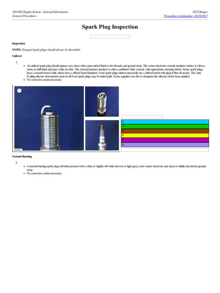 Spark Plug Inspection Guide for 2022 Ranger | PDF | Insulator ...