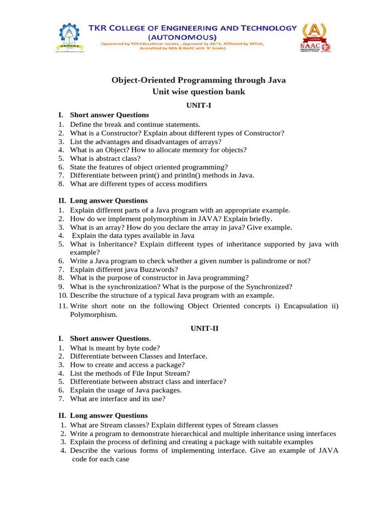 Java Object-Oriented Programming Q&A Guide | PDF | Class (Computer ...
