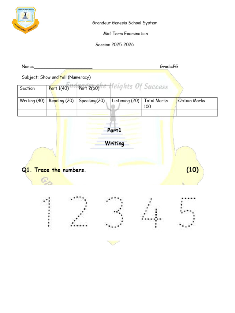 PG Numeracy Mid-Term Exam 2025-2026 | PDF