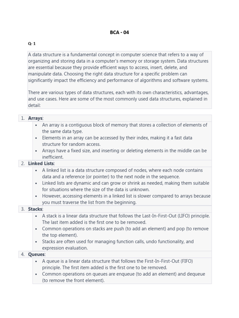 Essential Data Structures in Computer Science | PDF | Matrix ...