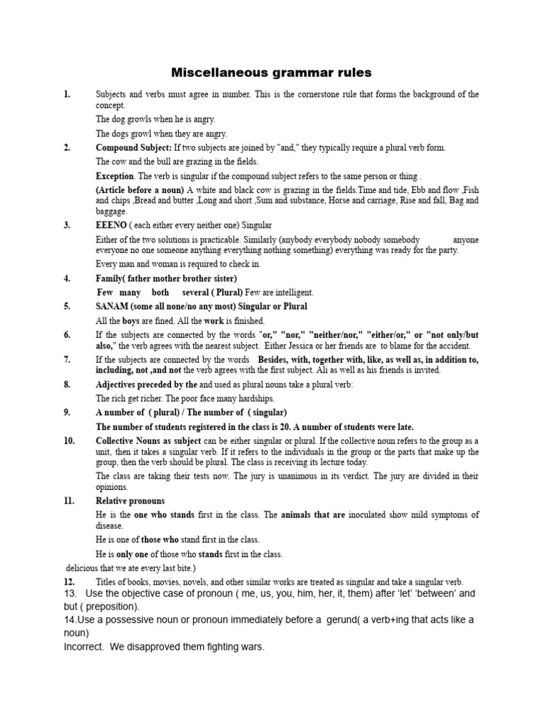 Essential Grammar Rules Explained | PDF | Plural | Grammatical Number