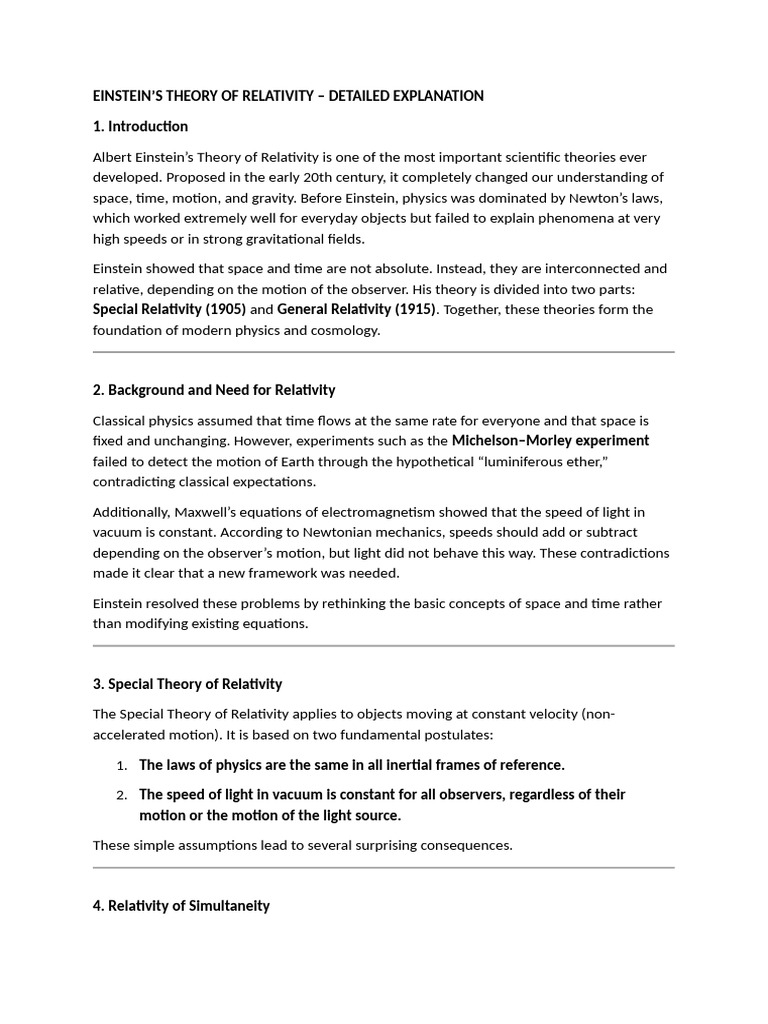 Understanding Einstein's Relativity Theory | PDF | General Relativity ...