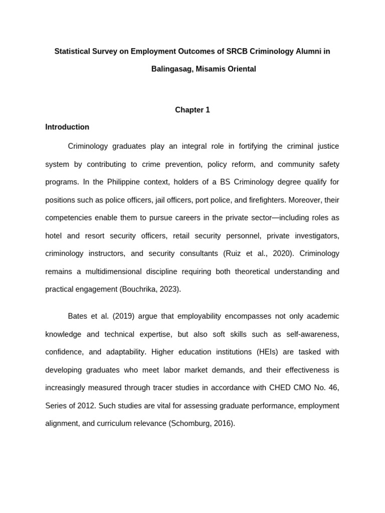 Employment Outcomes of SRCB Criminology Alumni | PDF | Employment ...