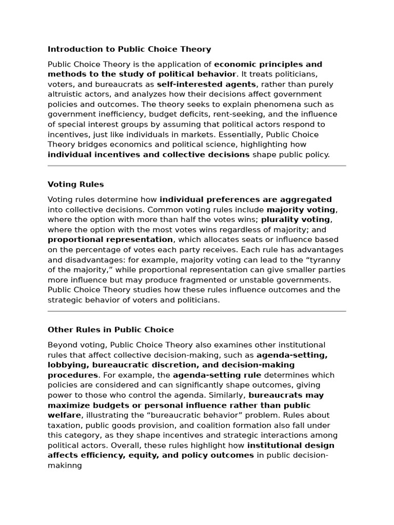 Understanding Public Choice Theory | PDF