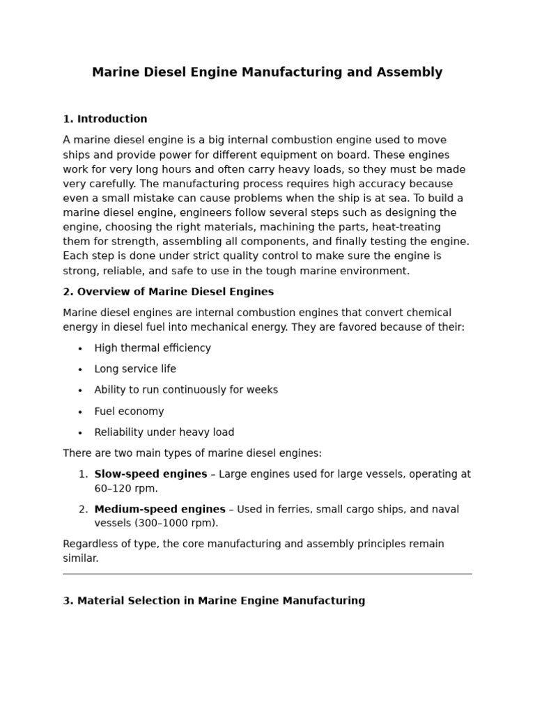 Marine Diesel Engine Manufacturing Guide | PDF | Engines | Diesel Engine