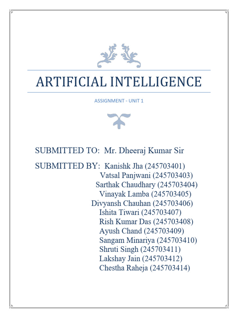AI Assignment: Understanding Intelligence | PDF | Intelligence (AI ...