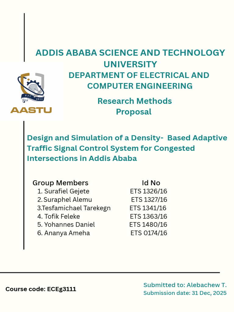 Adaptive Traffic Control System Proposal | PDF | Traffic | Traffic Light