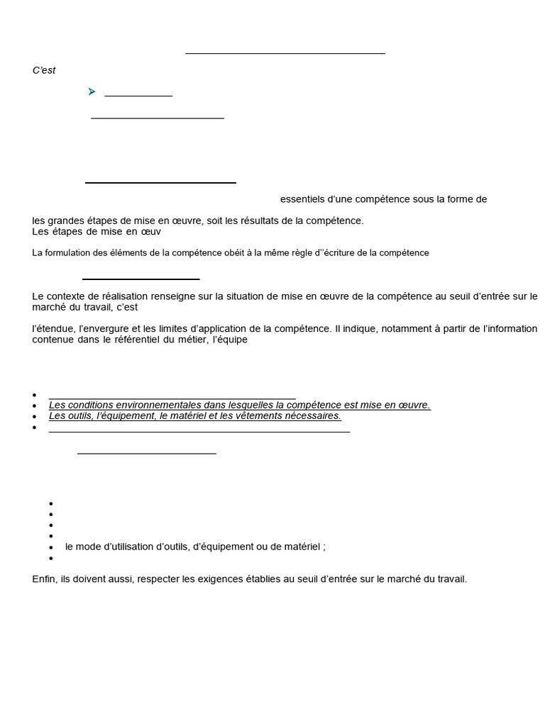 Fiche de description de compétence professionnelle | PDF | Dessin | Tuyau