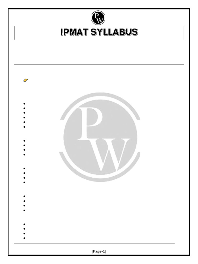 Ipmat Syllabus | PDF
