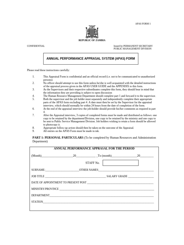 APAS FORM 1 | PDF | Performance Appraisal | Business