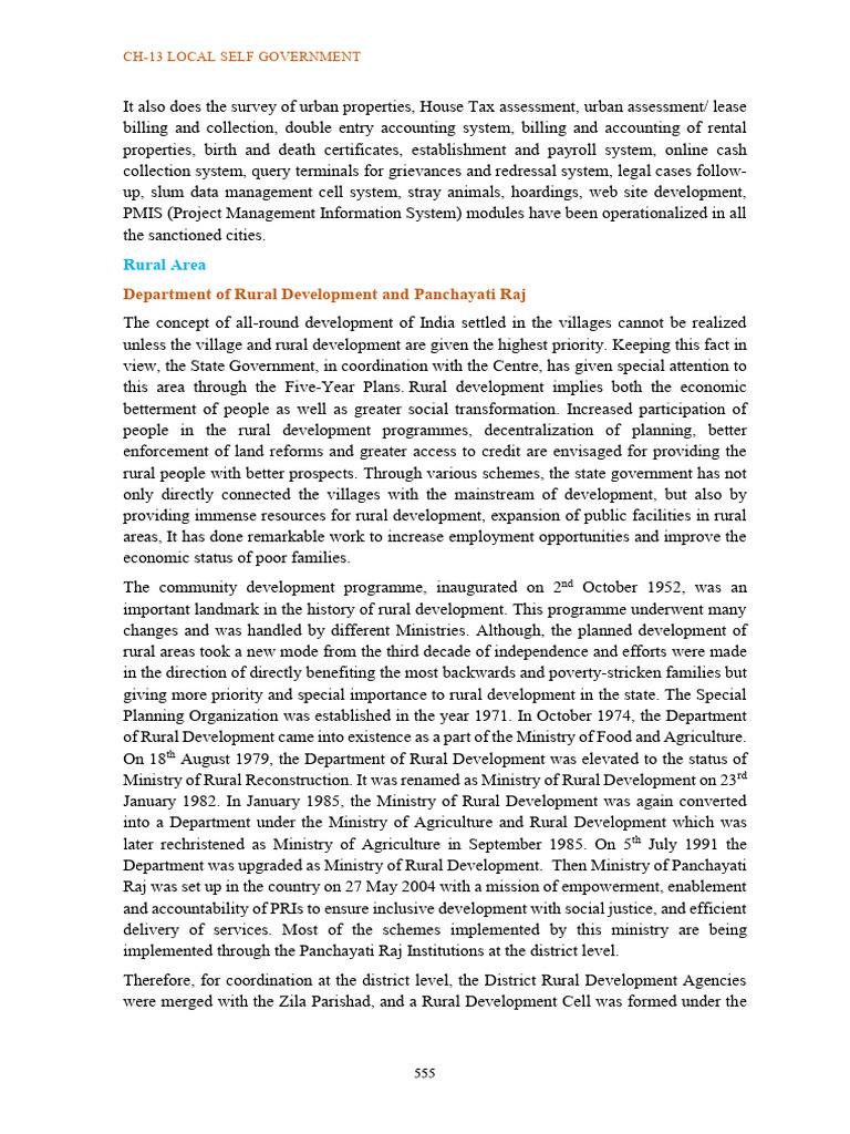 Local Self Government in Rajasthan | PDF | Government Of India | Government