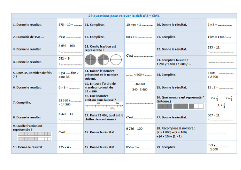 Defi Maths Tandem - CM1 Défi 3 | PDF