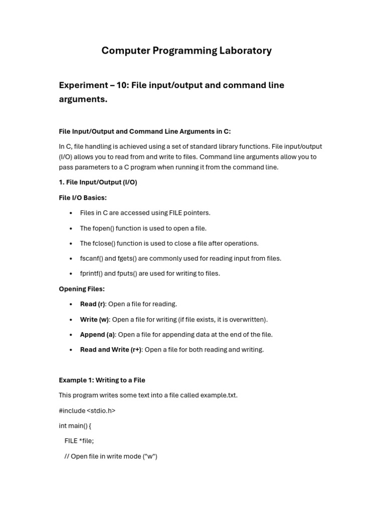 C Lab - Exp 10 | PDF | Parameter (Computer Programming) | Command Line ...