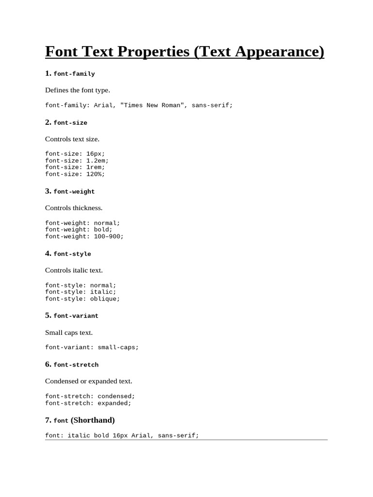 CSS Font and Box Model Properties Guide | PDF | Typefaces | Written ...