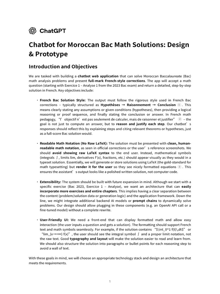 Chatbot for Moroccan Bac Math Solutions_ Design & Prototype | PDF ...