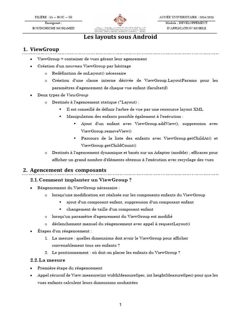 Comprendre les ViewGroups sous Android | PDF | Mise en page | XML