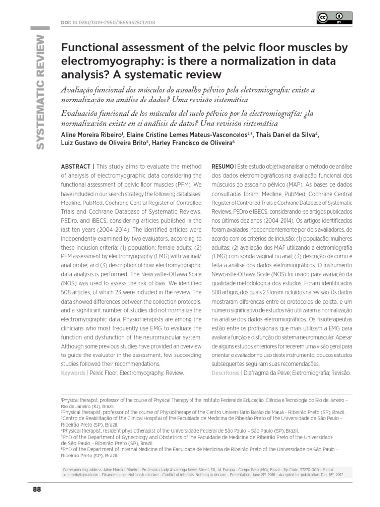Functional Assessment of The Pelvic Floor Muscles by Electromyography ...