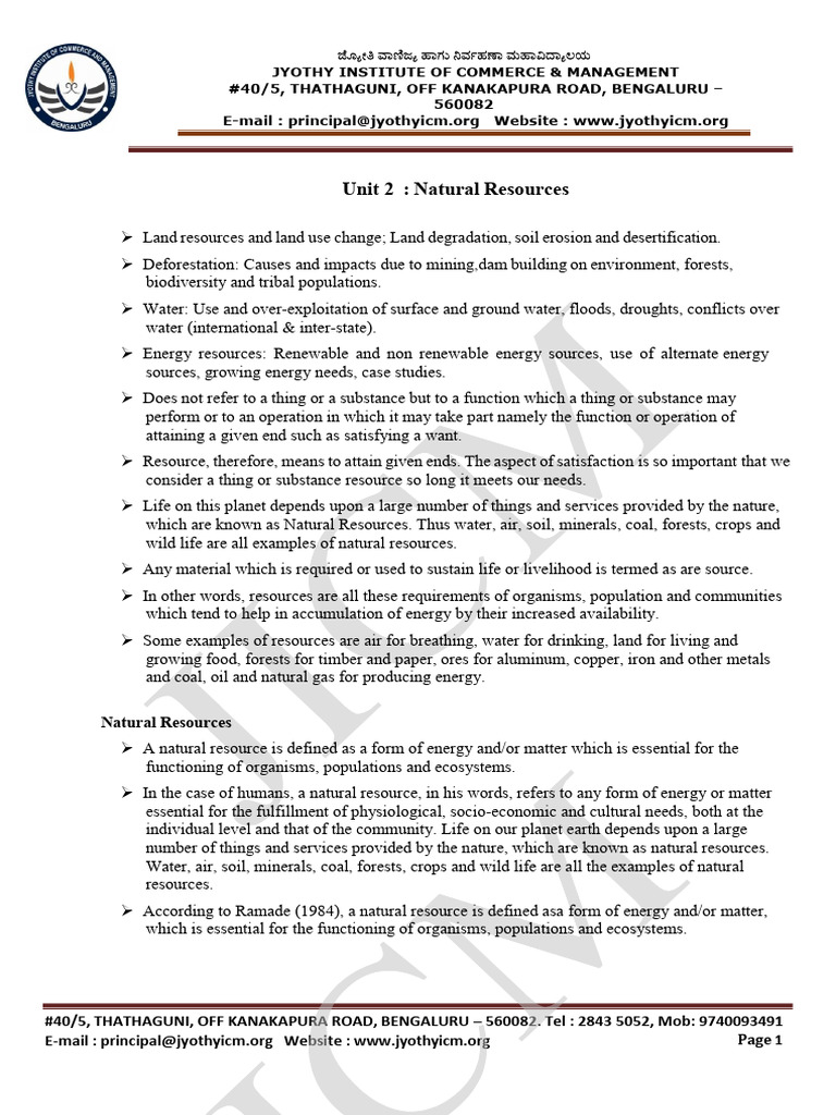 Natural Resources: Types and Uses | PDF | Water | Deforestation