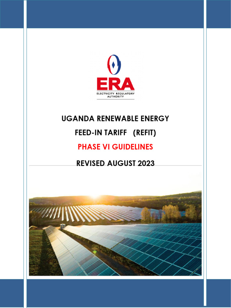 Uganda REFIT Phase VI Guidelines 2023 | PDF | Renewable Energy | Biogas