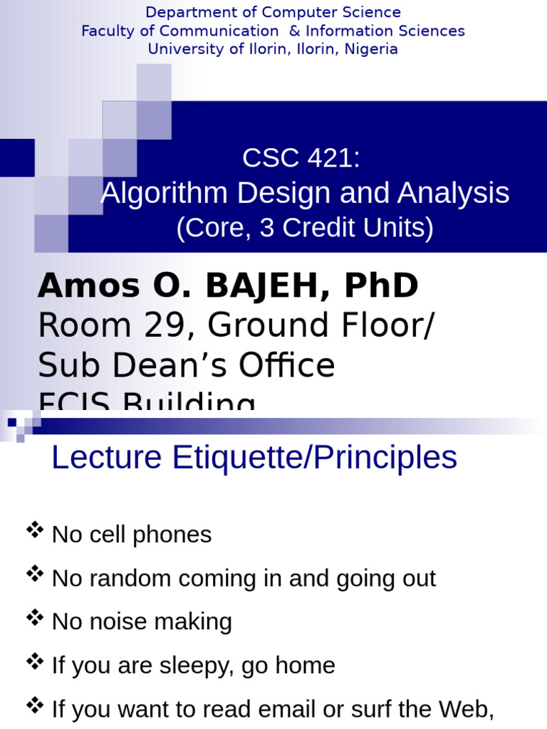 Algorithm Design & Analysis Course Overview | PDF | Time Complexity ...