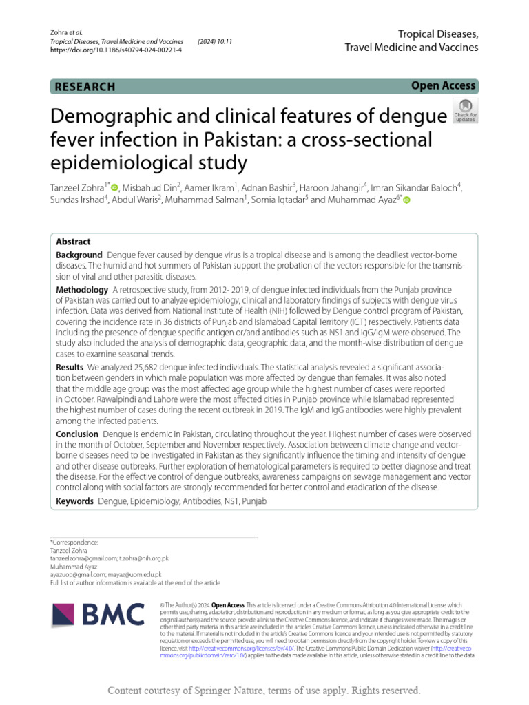 Demographic and Clinical Features of Dengue Fever | PDF | Infection ...
