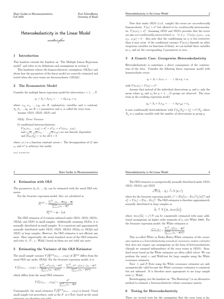 Heteroskedasticity in Linear Models Guide | PDF | Ordinary Least ...