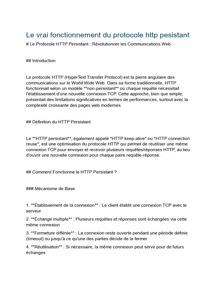 Fonctionnement du protocole HTTP Persistant | PDF | Internet | Internet ...