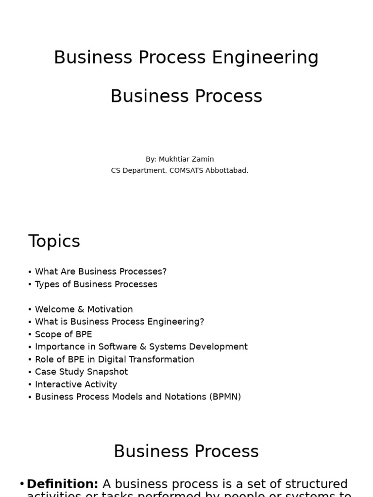 Business Process Engineering Overview | PDF | Business Process | Business