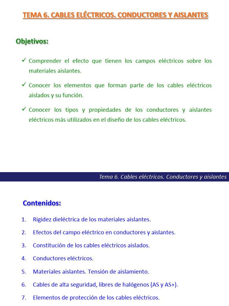 Cables eléctricos: conductores y aislantes | PDF | Aislador ...