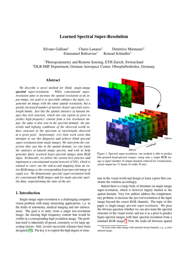 Blind Single-Image Spectral Super-Resolution | PDF | Image Resolution ...