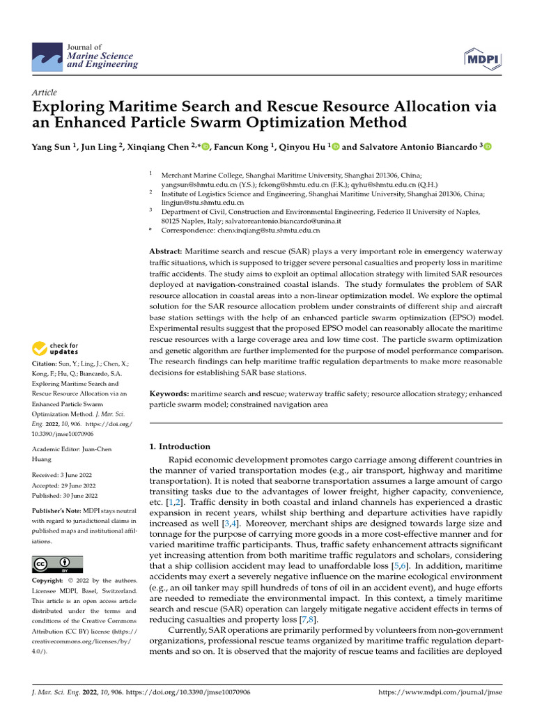 Maritime SAR Resource Allocation Optimization | PDF | Search And Rescue ...