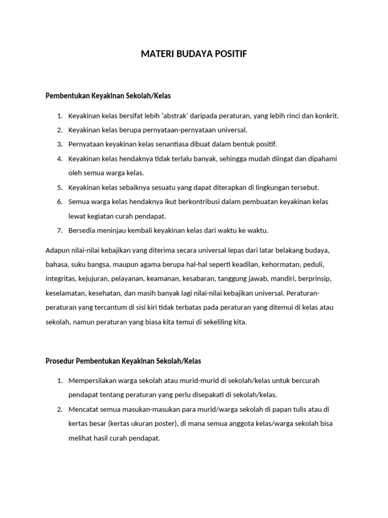 Pembentukan Keyakinan Kelas Positif | PDF