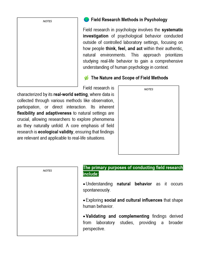 Field Research Methods in Psychology | PDF | Qualitative Research ...
