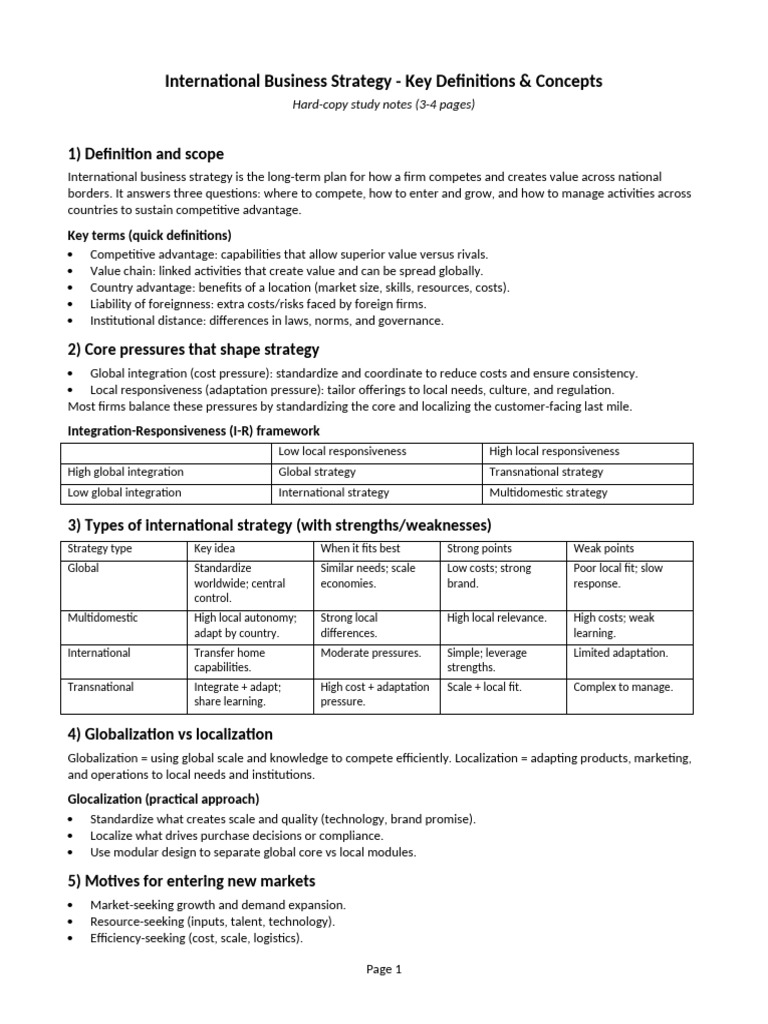 International Business Strategy Overview | PDF | Strategic Management ...
