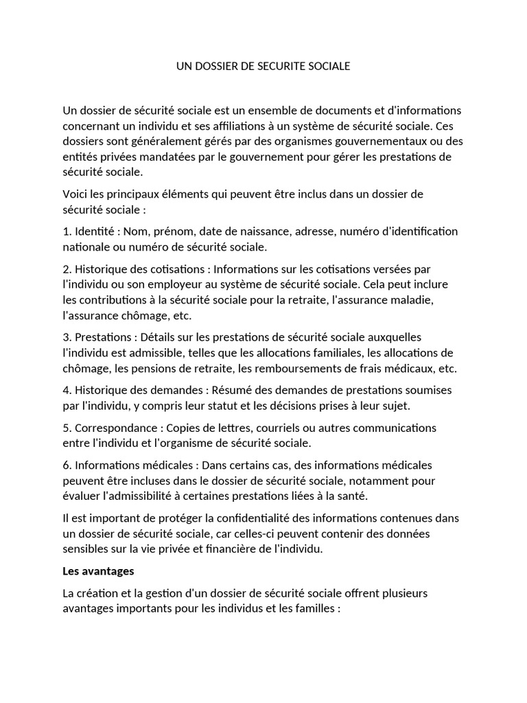 Dossier de sécurité sociale : guide complet | PDF | Retraite ...