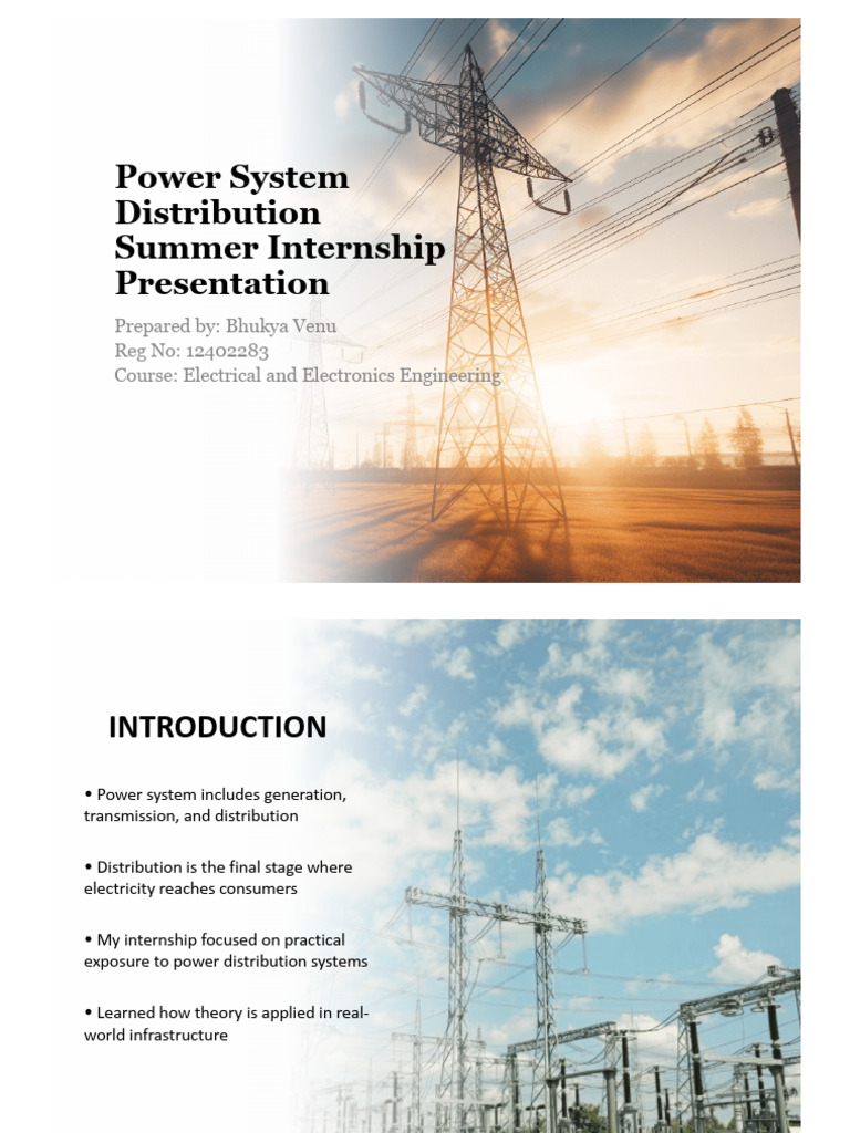 Power System Distribution Internship Insights | PDF