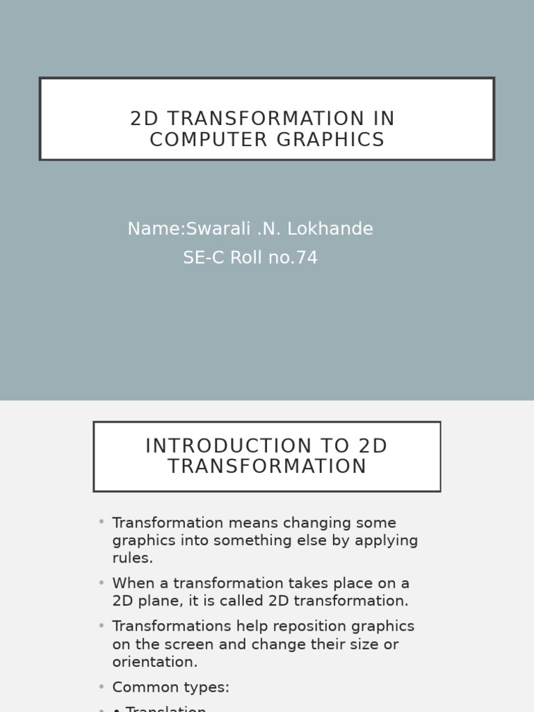 Understanding 2D Transformations in Graphics | PDF