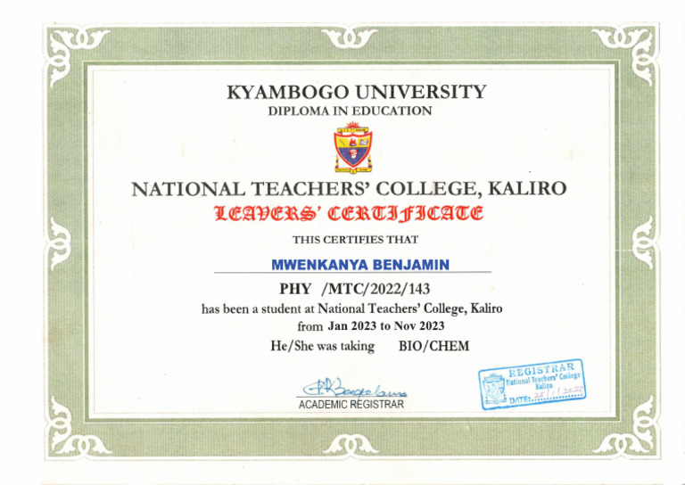 Diploma in Education Certificate | PDF