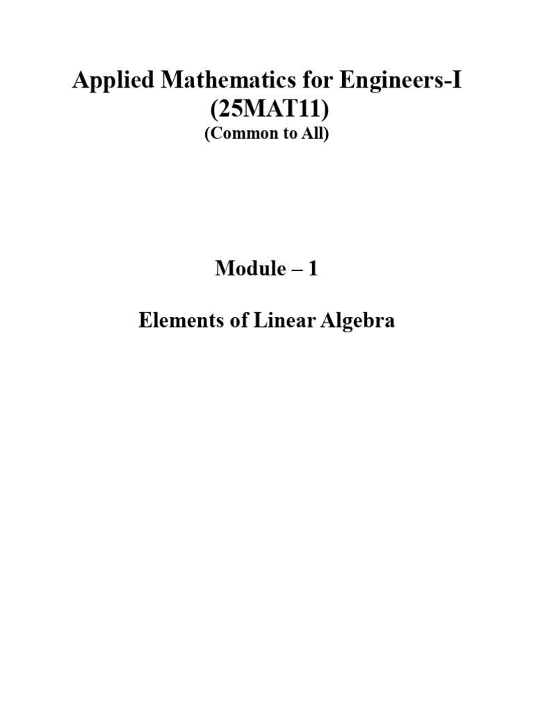 25MAT11 (AIML, CSE) - Applied Mathematics For Engineers - I | PDF
