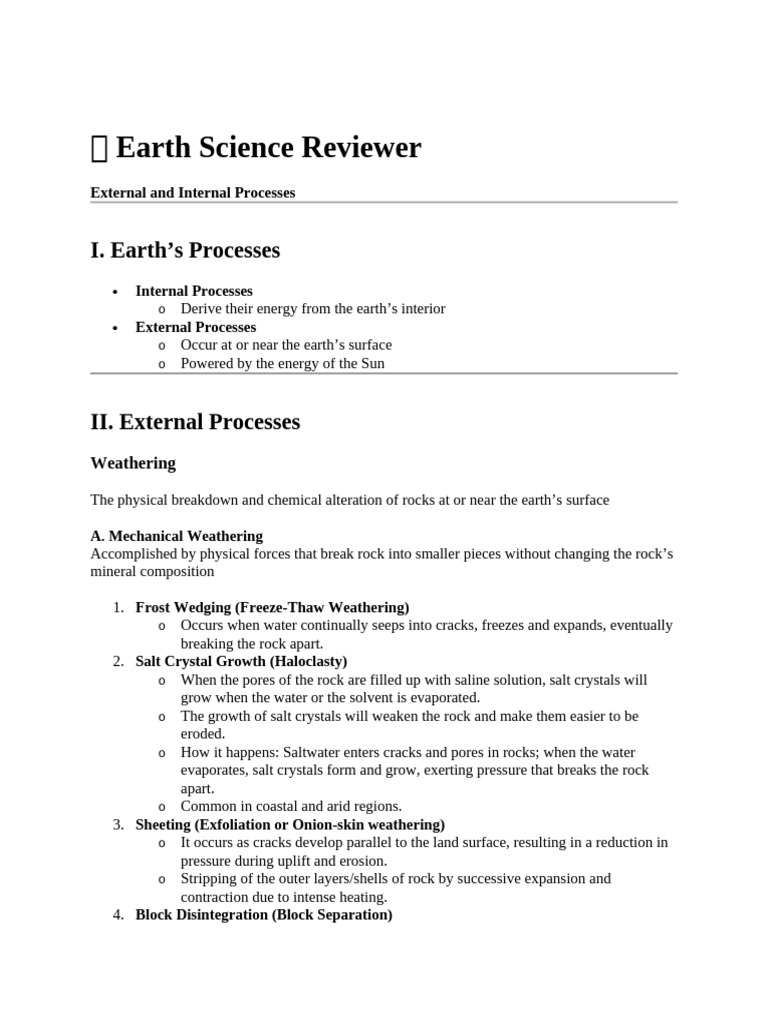 Earth Science Processes Overview | PDF | Plate Tectonics | Volcano