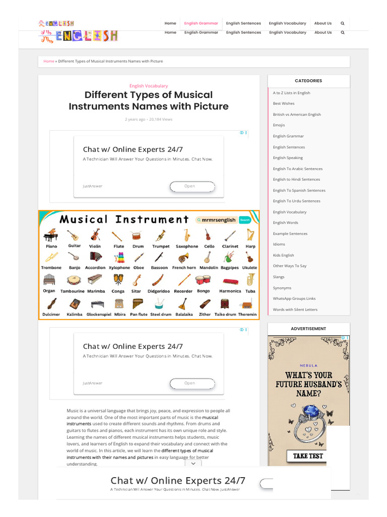 Musical Instruments Names with Pictures | PDF | String Instruments ...
