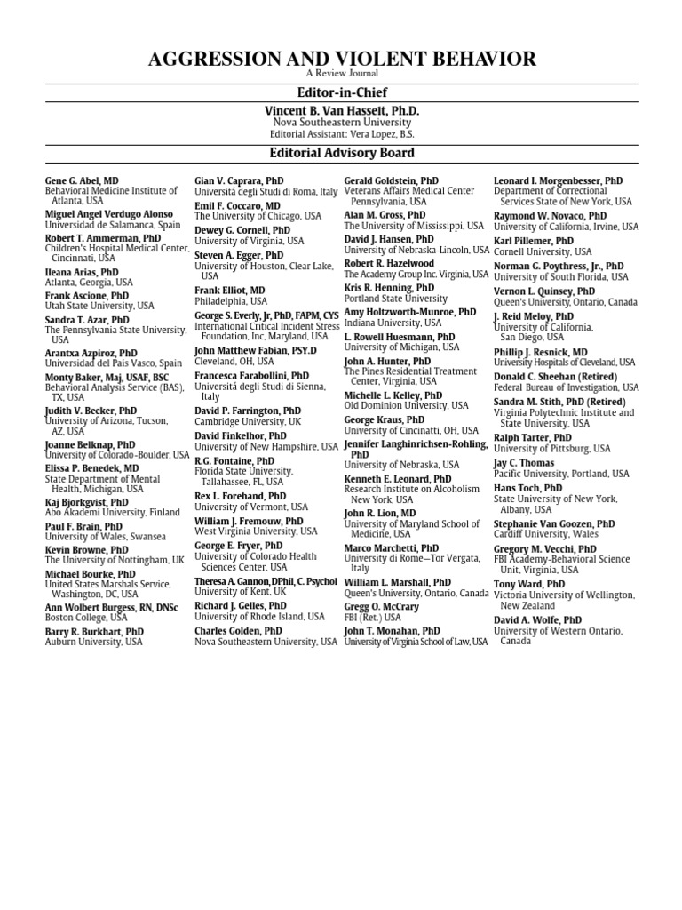 Editorial Board 2014 Aggression and Violent Behavior | PDF | Vocational ...
